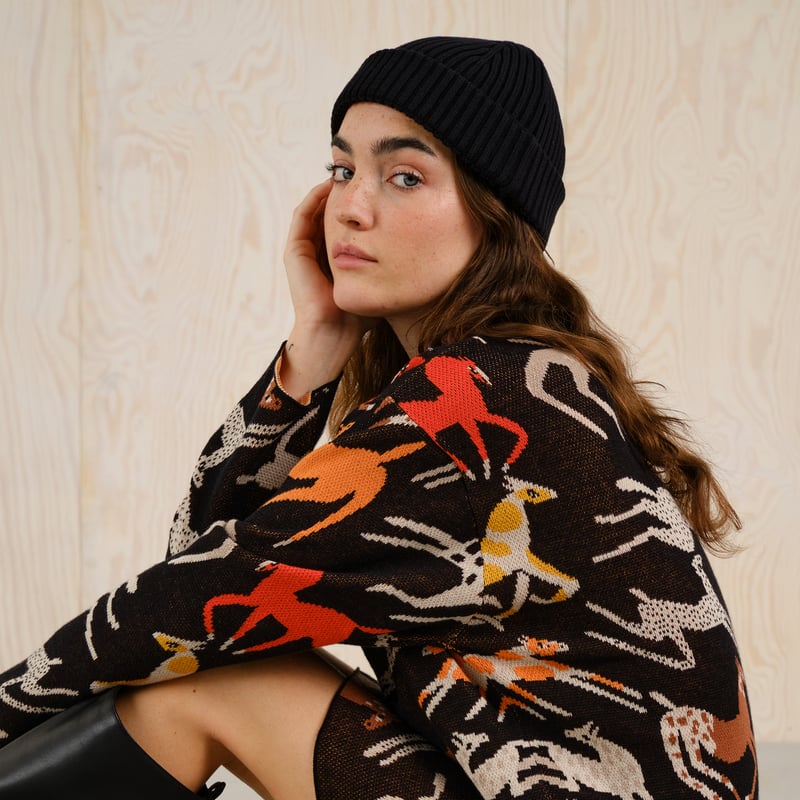 LAST ONE in S - Limhamn Mustang Party Sweater - Black