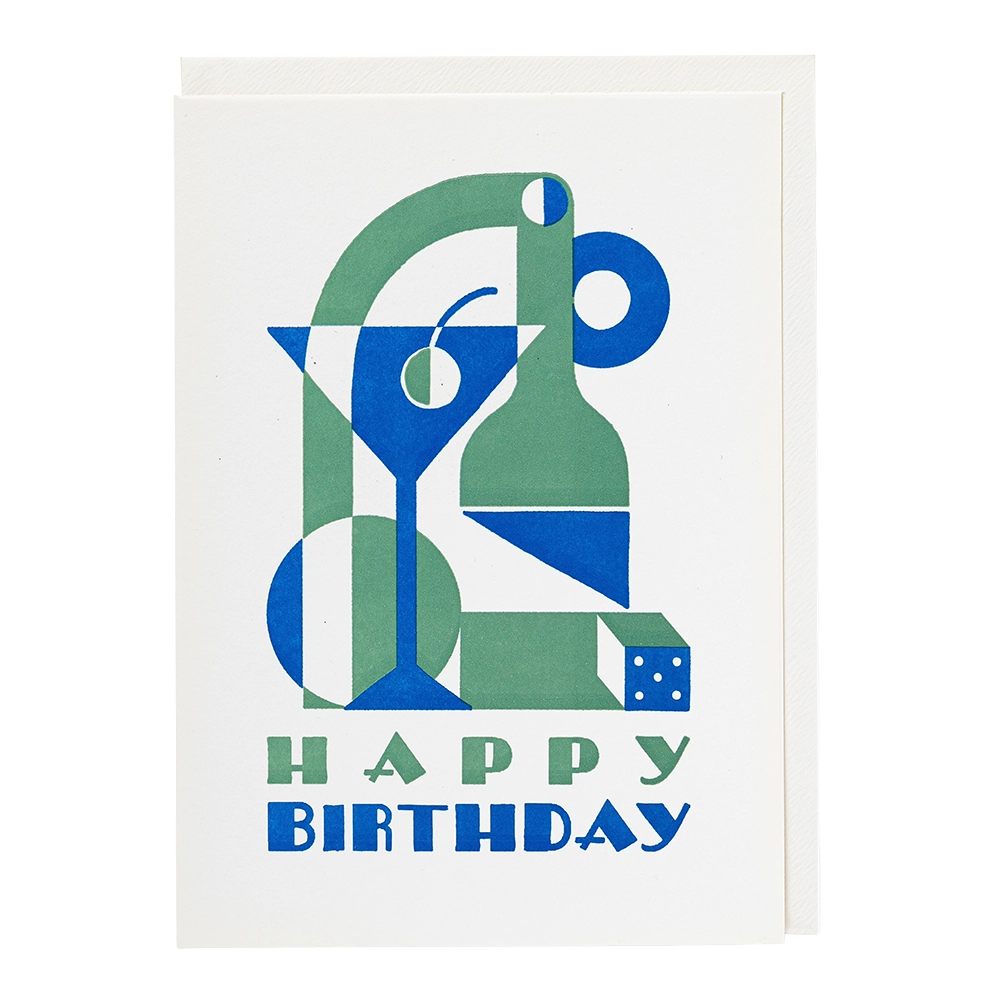 Archivist Gallery Greeting Card - Art Deco Birthday Drink