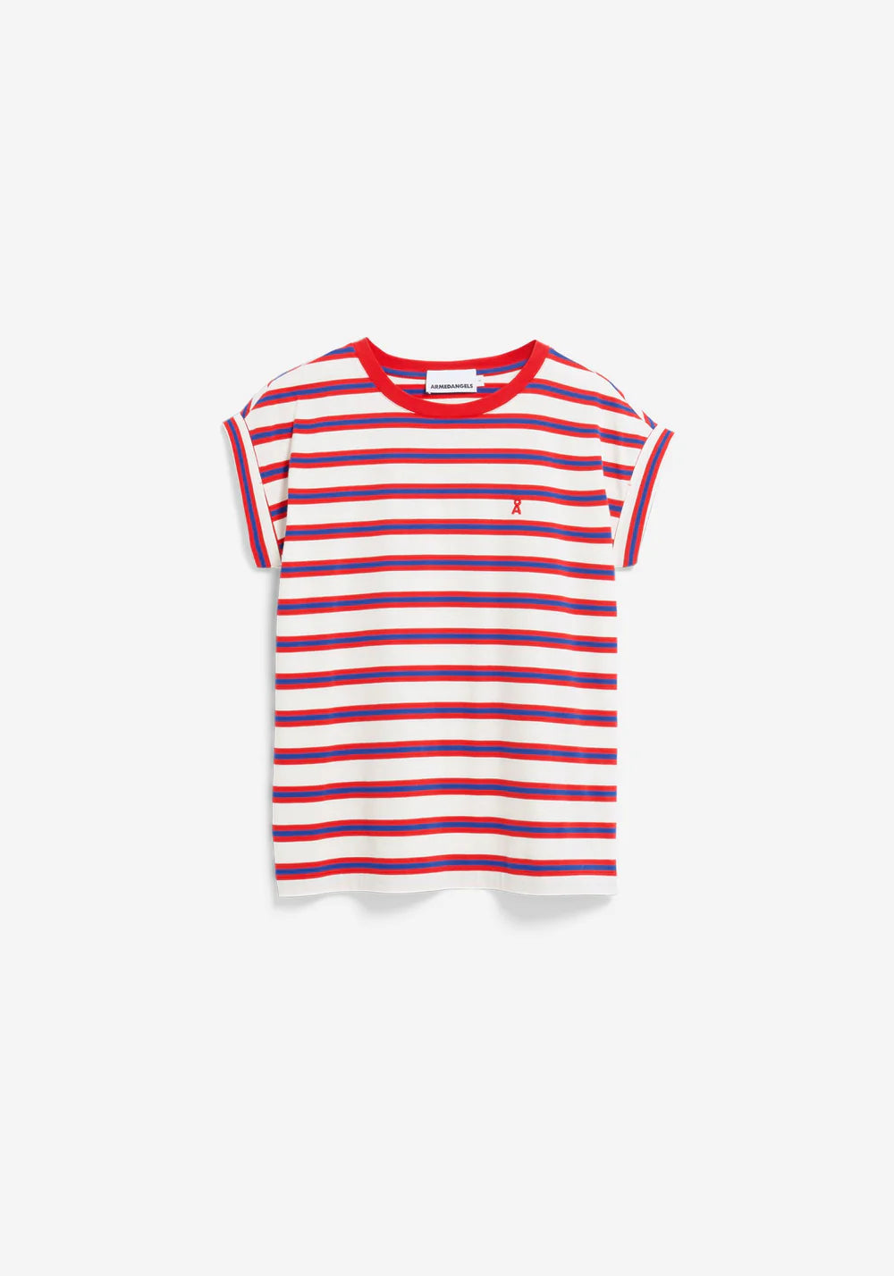Idaara Striped T-shirt - Oatmilk/Mars Red/Dynamo Blue