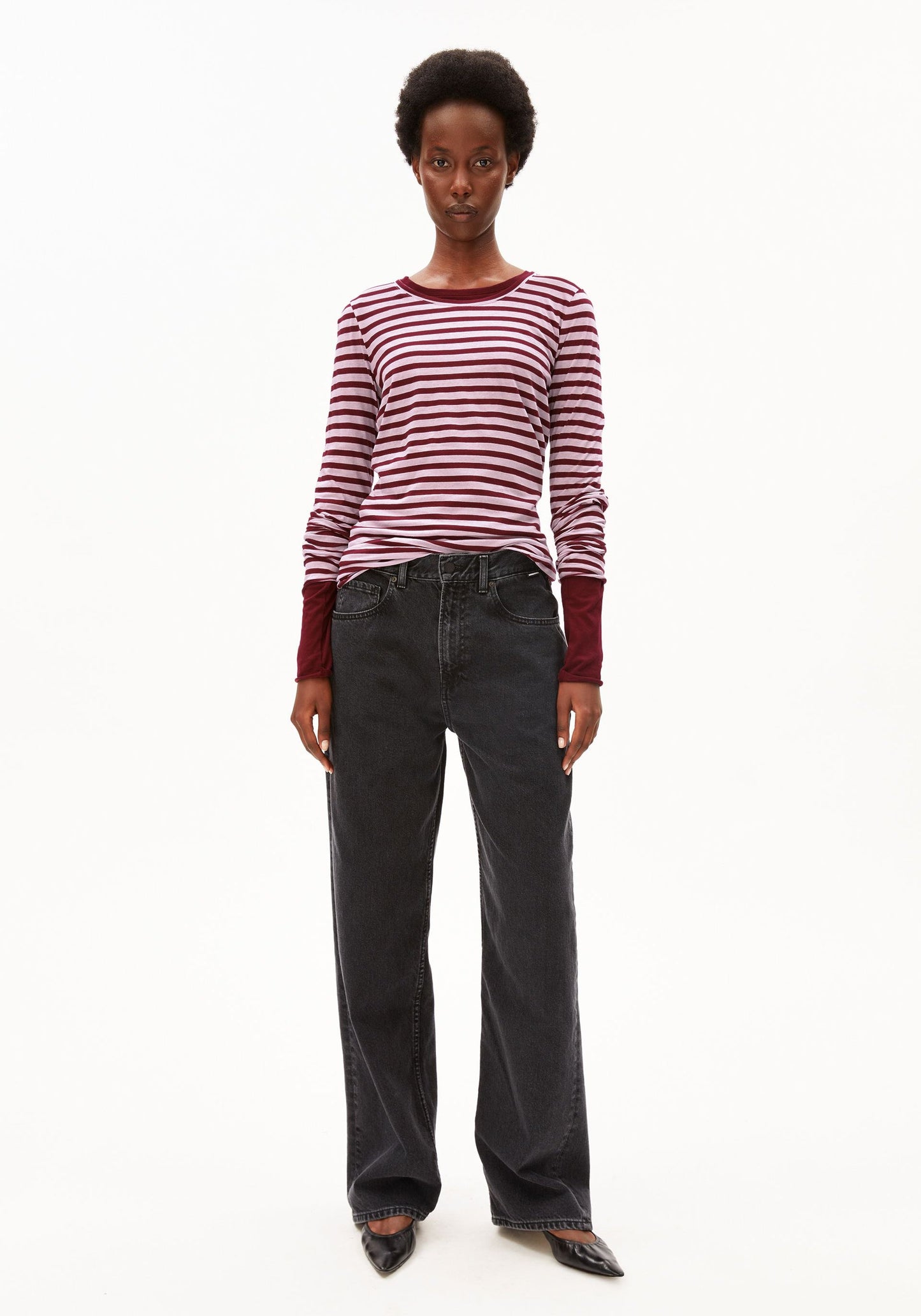 Einiaara Stripe Longsleeve - Moonlit Lilac/Velvet Red