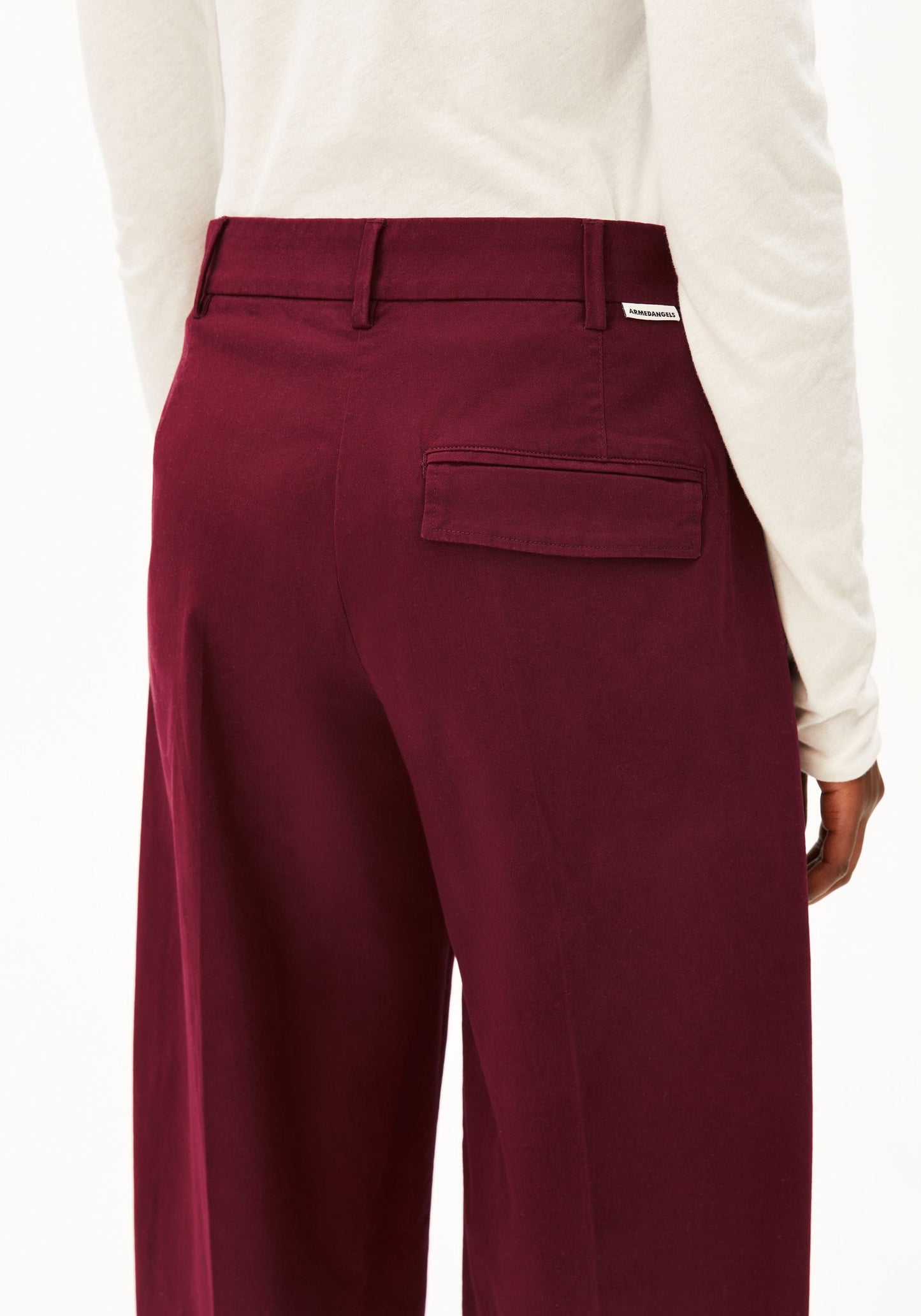 Barrel Leg Twill Pants - Velvet Red