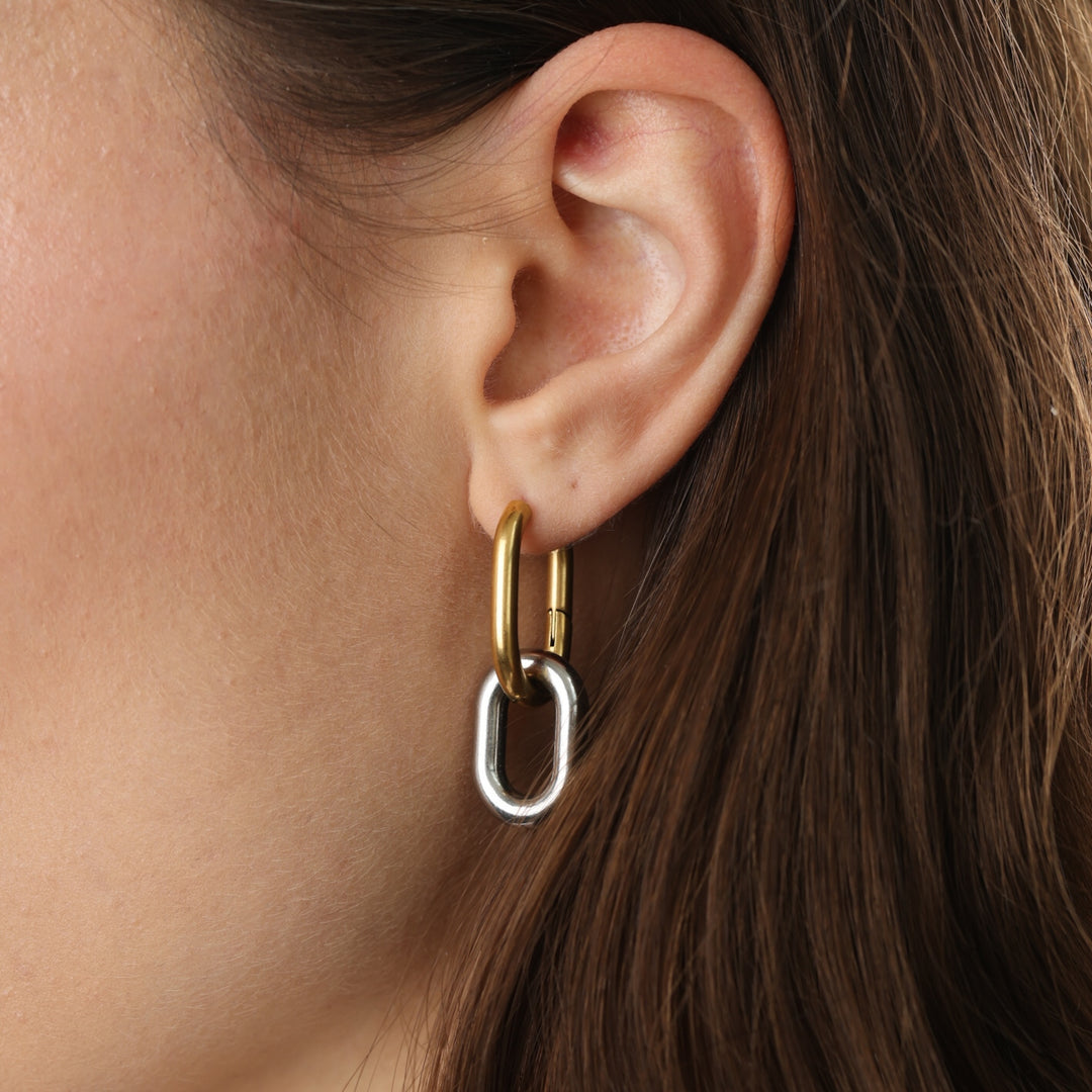 Li Mixed Metal Hoop Earrings - Gold & Silver