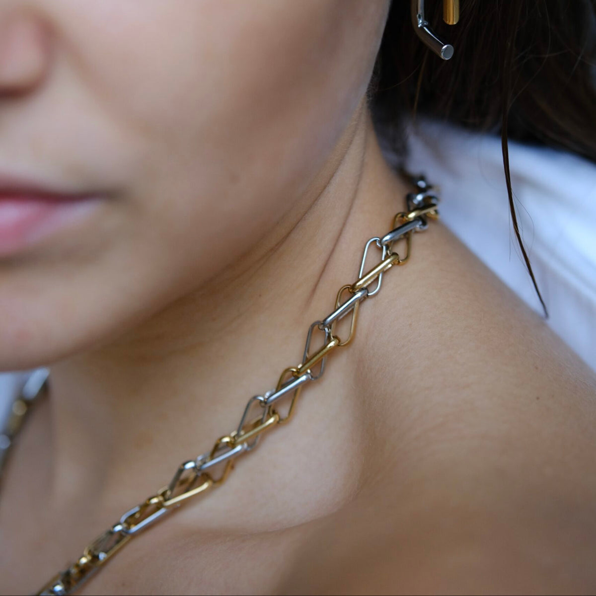Duo Linked Necklace - Silver/Gold