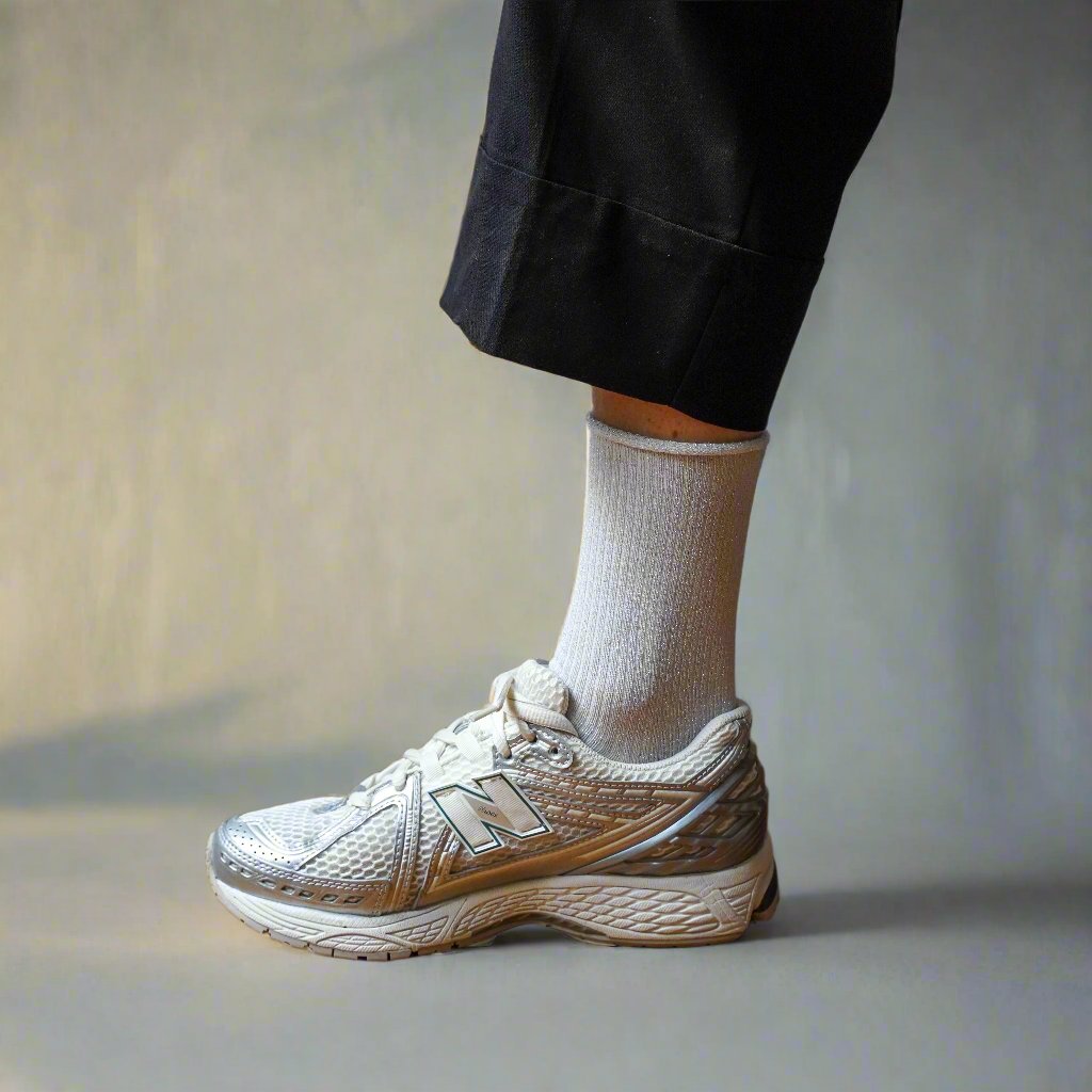 Glitter Lurex Socks - White