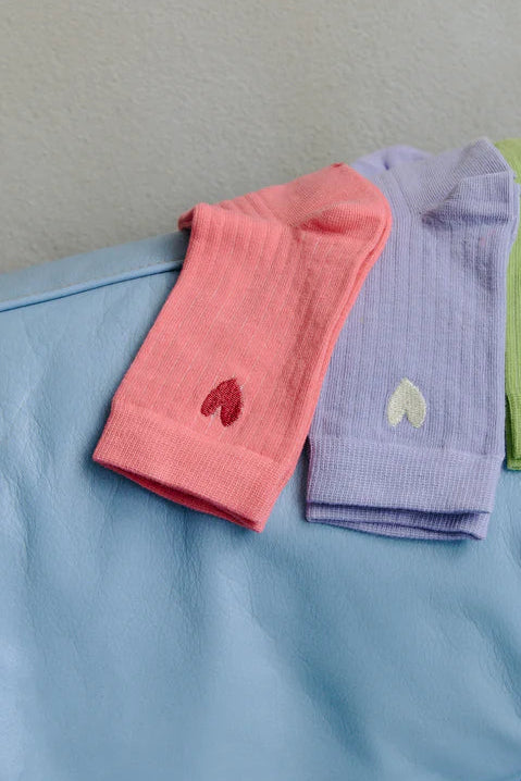 Jutelaune Heart Socks - Bubblegum/Red