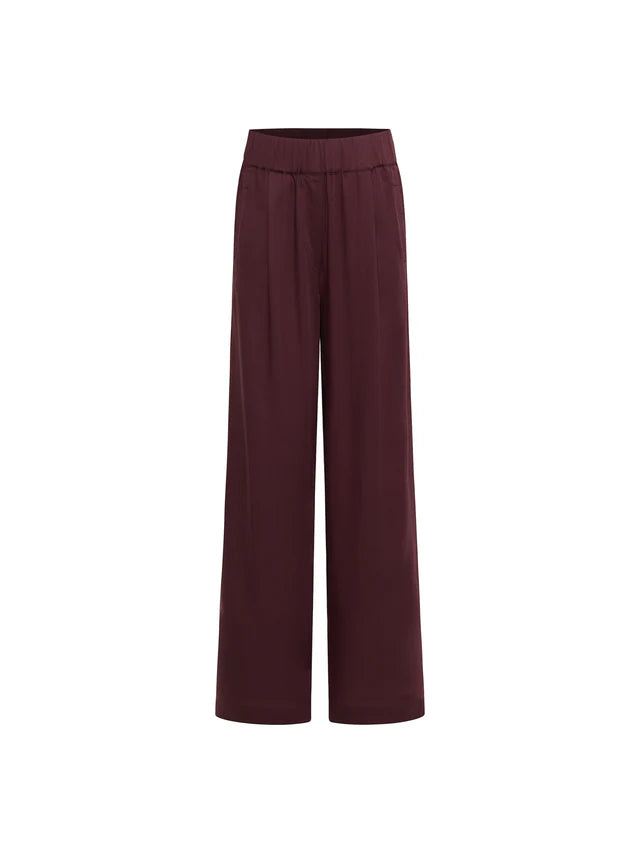 Wide Leg Pants - Burgundy
