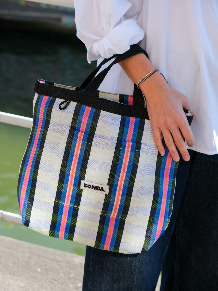Lunch Bag - White Blue Pink