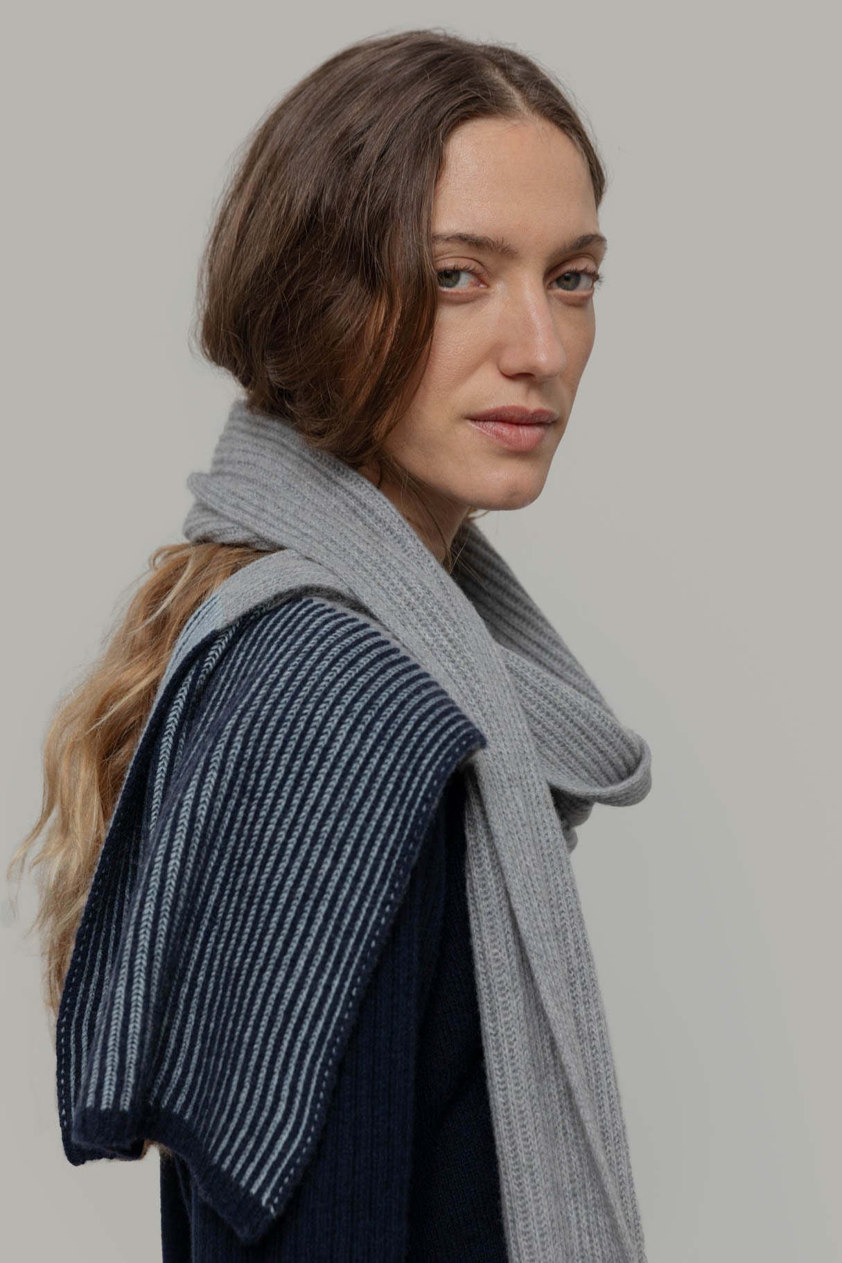 Teresa Recycled Cashmere Scarf - Blue Albastro