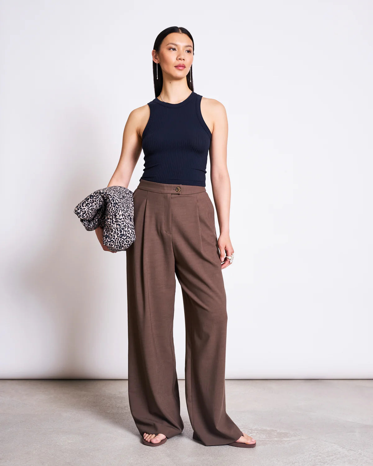 Niva Pleated Wide Pants - Clay