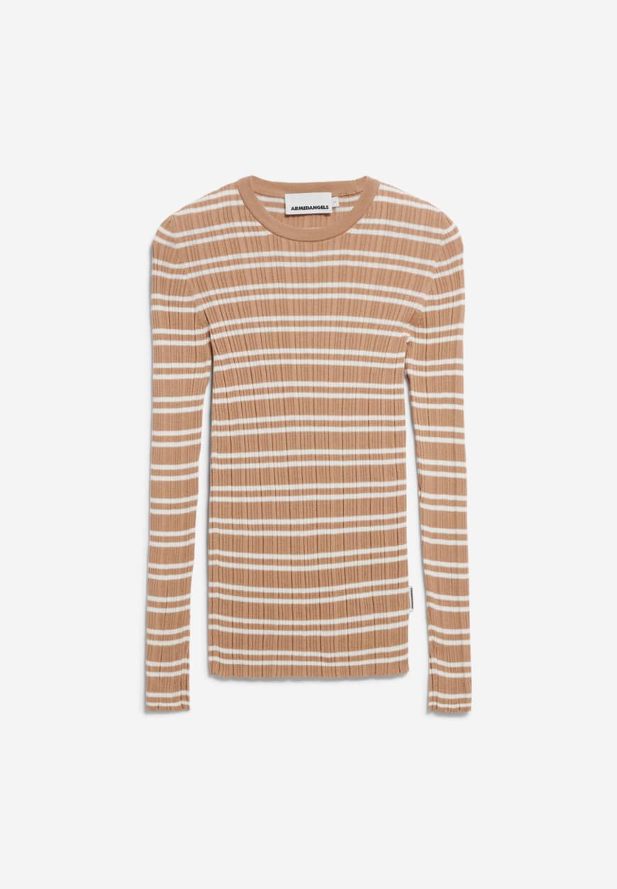 Knitted Longsleeve Alaania Chiffron Stripes - Beige Blond/Light Oatmilk