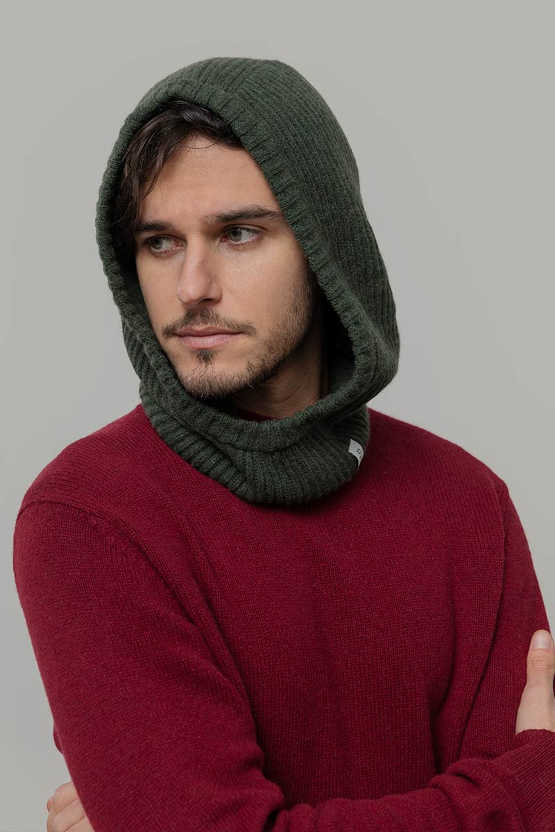 Marika Recycled Cashmere Balaclava - Green Foresta