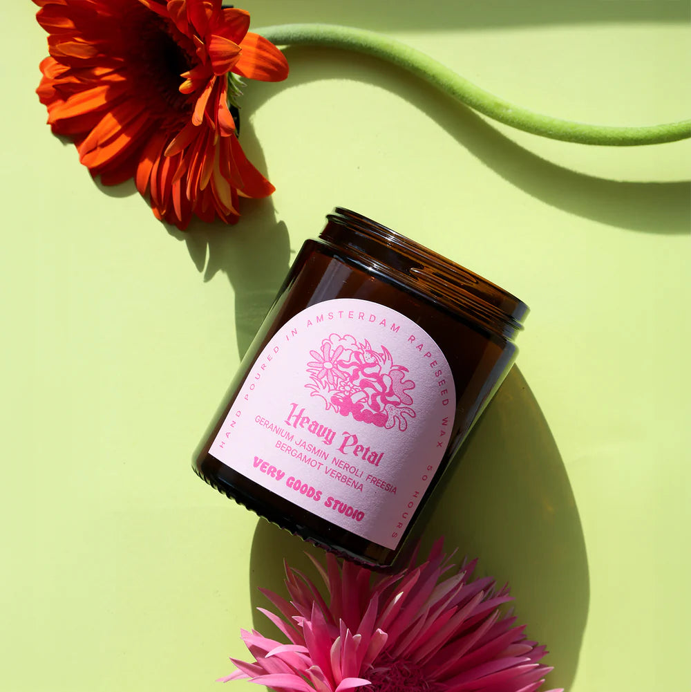 Very Goods Studio Amber Glass Candles - Heavy Petal