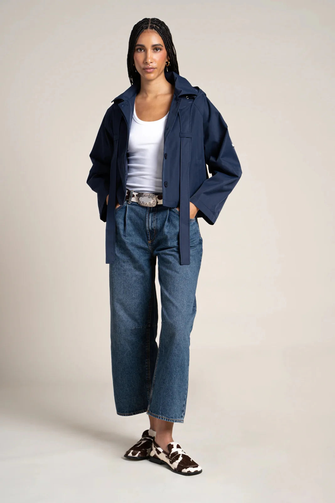 Tuileries Waterproof Short Trench Jacket - Indigo