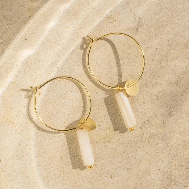 Essyello White Shell Hoops