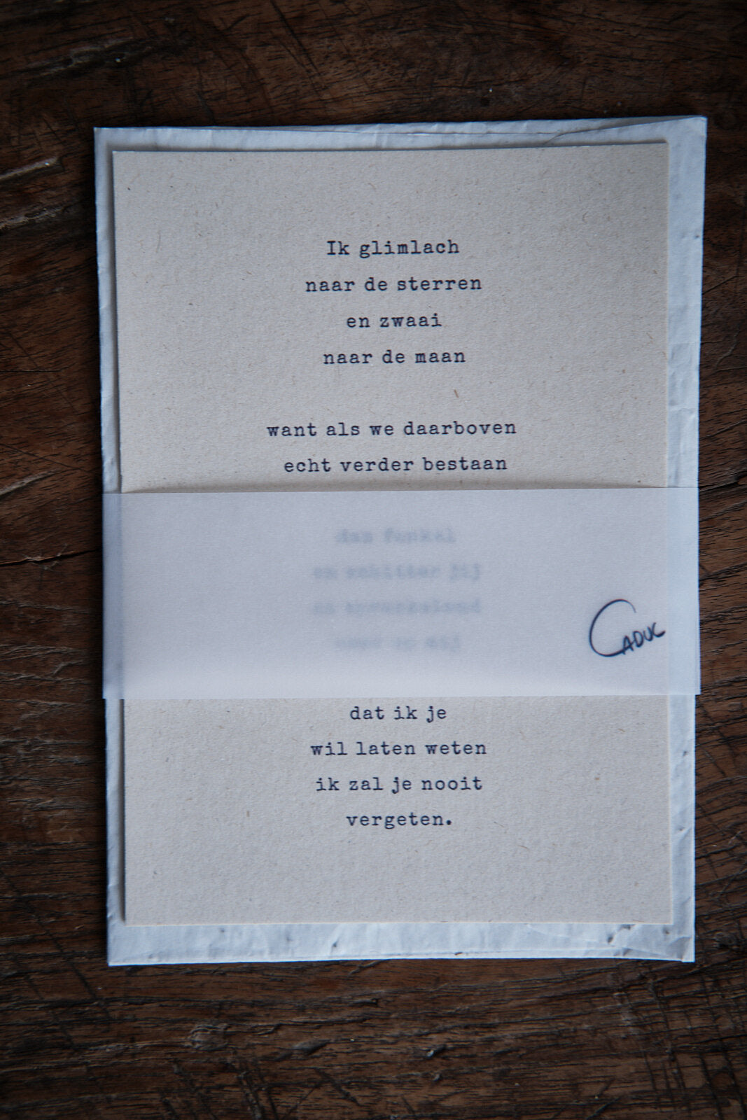 Caduc - Catherine Duchesne growing card - Ster & Maan