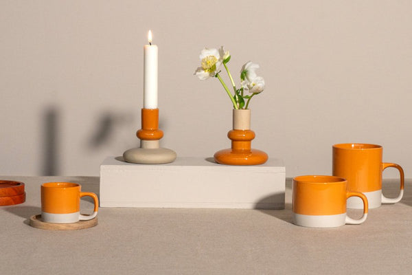 Candle Holder / Vase Cer Pillar - Top Apricot