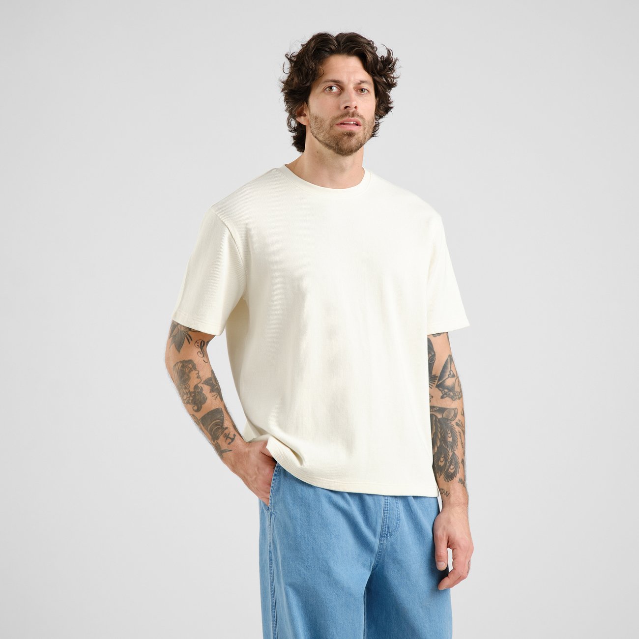 LAST ONE in S - Danviken Waffle T-Shirt - Off-White