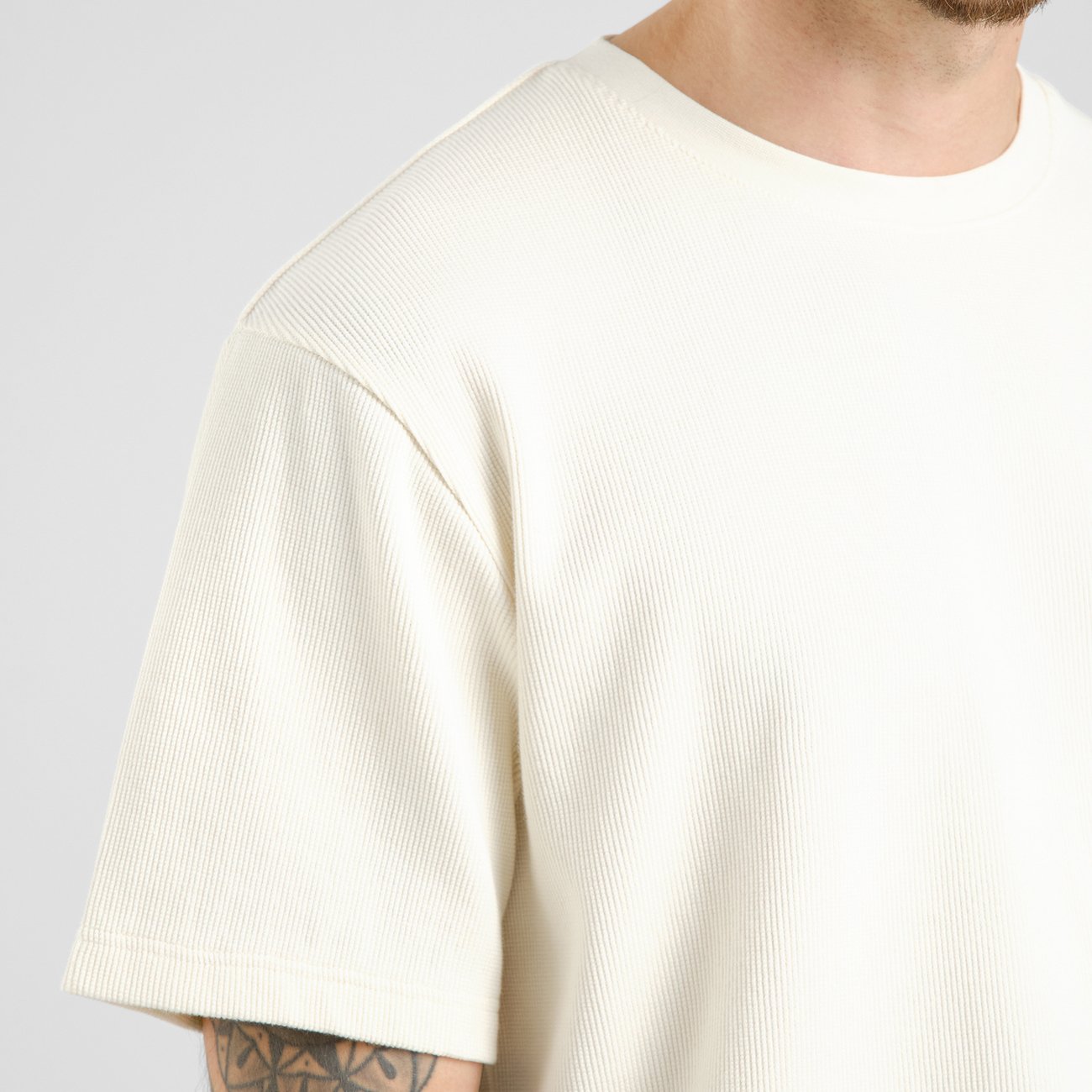 LAST ONE in S - Danviken Waffle T-Shirt - Off-White