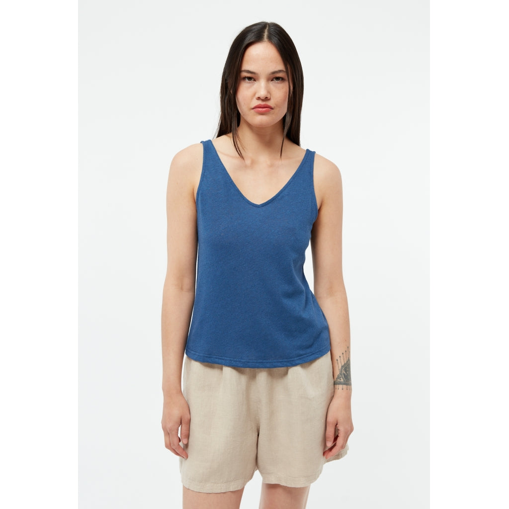 Jette Linen Top - Blazing Blue