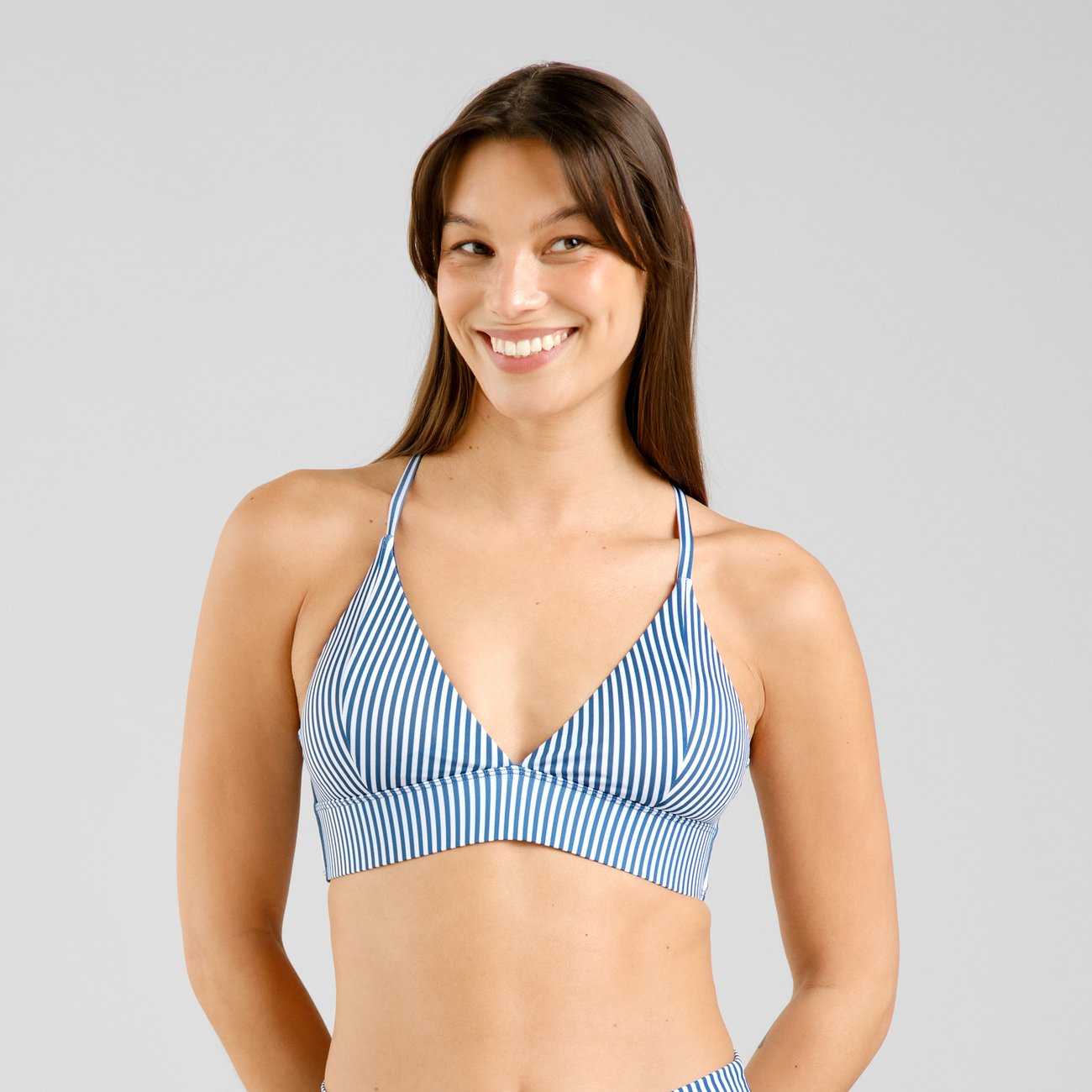 Bikini Top Alva Thin Stripe - Majolica Blue