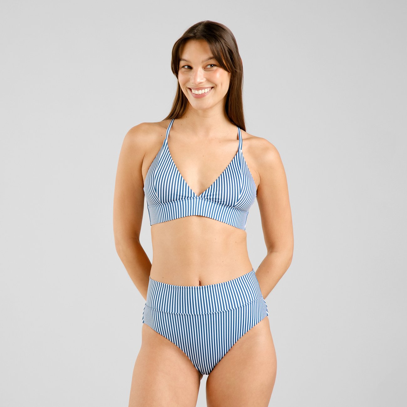 Bikini Top Alva Thin Stripe - Majolica Blue