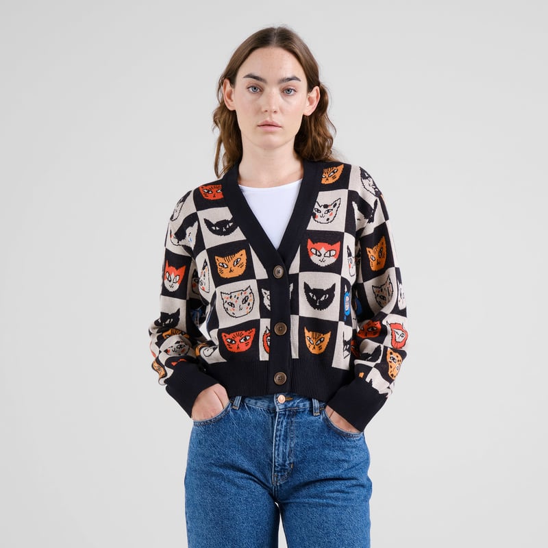 LAST ONE in L - Kanan Cat Bingo Cardigan - Black