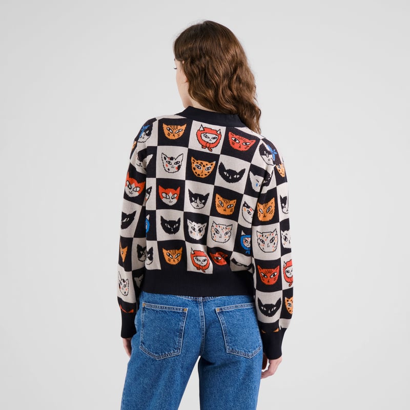 LAST ONE in L - Kanan Cat Bingo Cardigan - Black