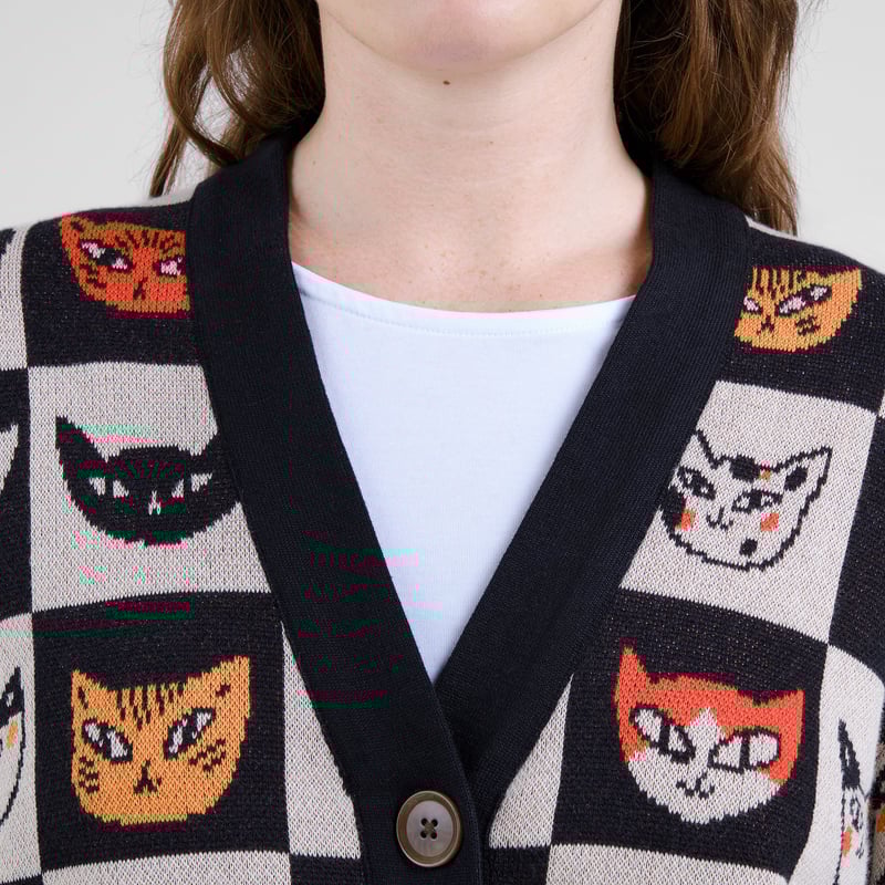 LAST ONE in L - Kanan Cat Bingo Cardigan - Black