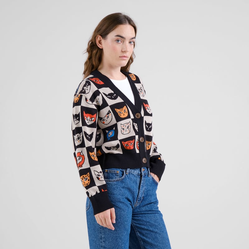 LAST ONE in L - Kanan Cat Bingo Cardigan - Black