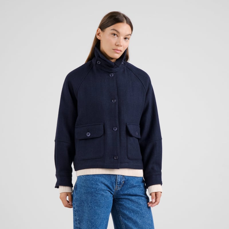 LAST ONE IN S- Nabben Wool Jacket - Herringbone Navy