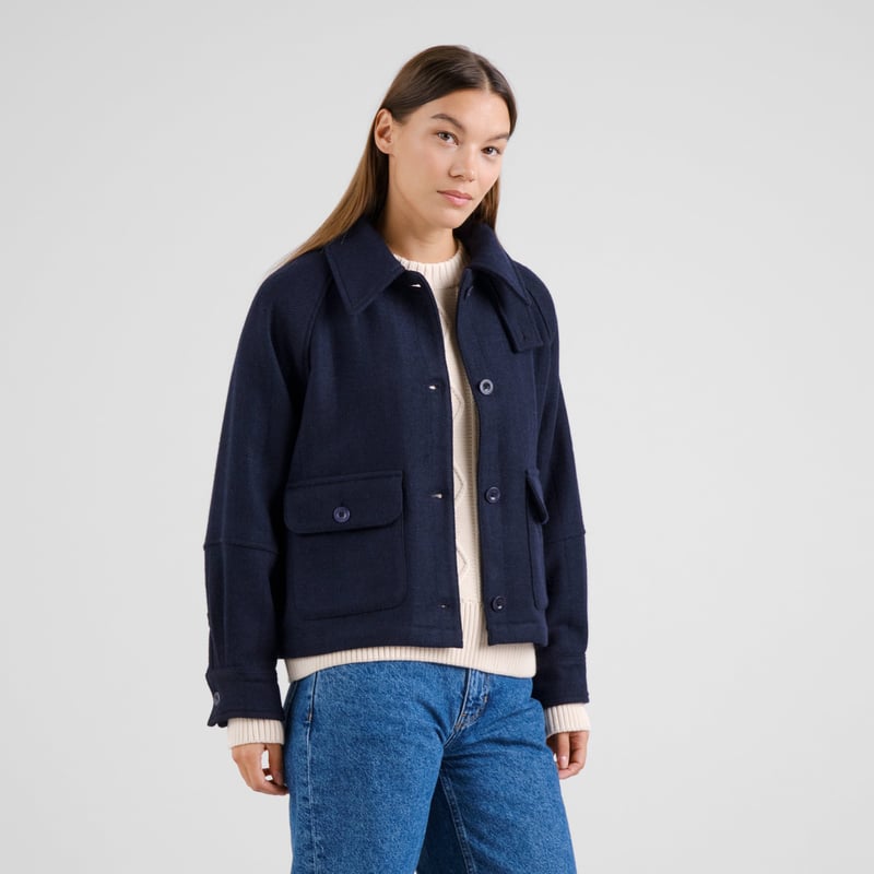 LAST ONE IN S- Nabben Wool Jacket - Herringbone Navy