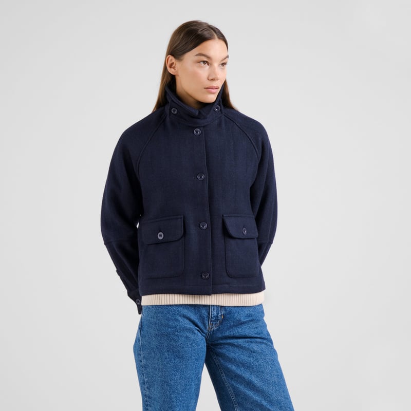 LAST ONE IN S- Nabben Wool Jacket - Herringbone Navy