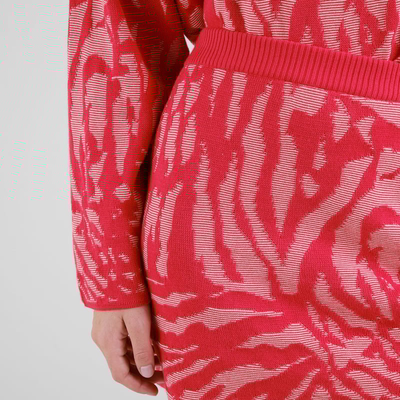 Adak Animal Knitted Skirt - True Red