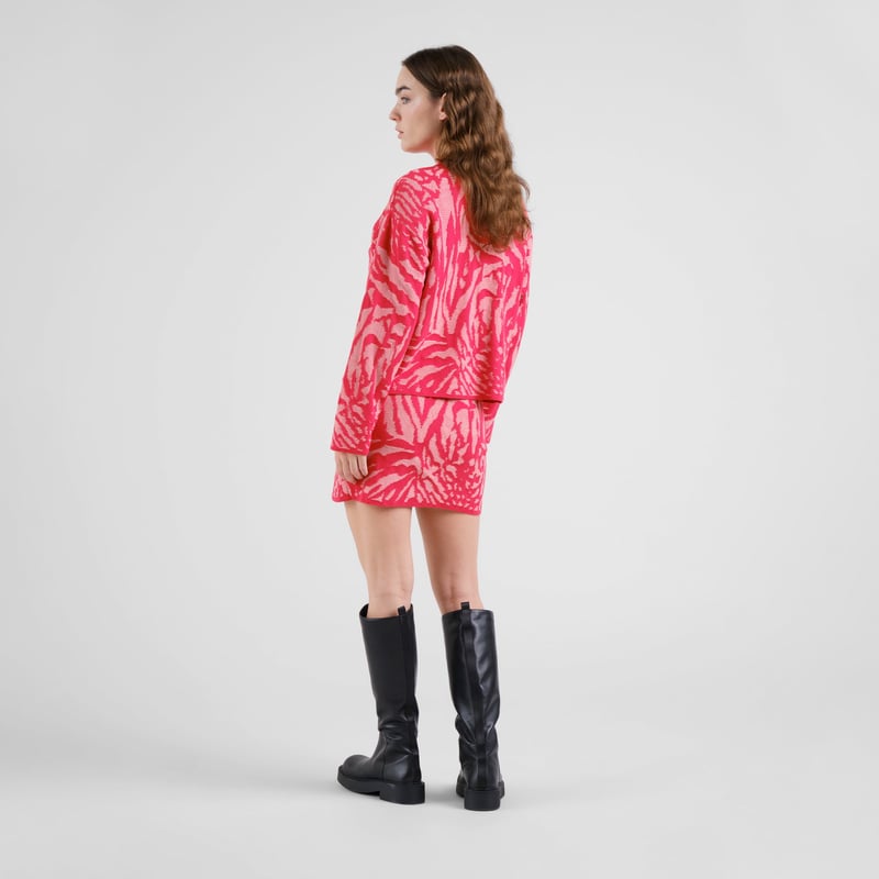 Adak Animal Knitted Skirt - True Red