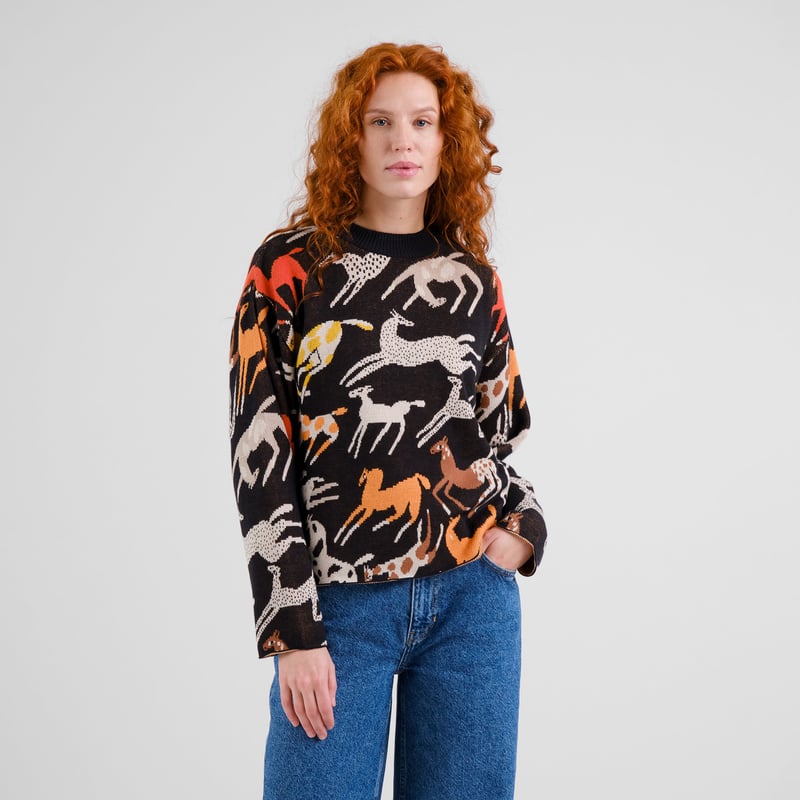 LAST ONE in S - Limhamn Mustang Party Sweater - Black