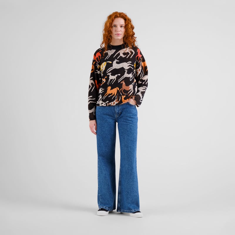 LAST ONE in S - Limhamn Mustang Party Sweater - Black