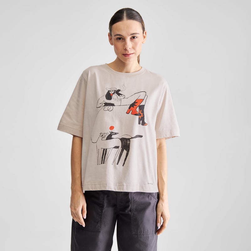 Vadstena Star Boots T-shirt - Oat White