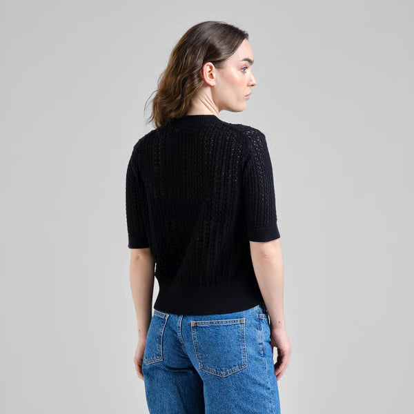 Flen Knitted T-Shirt - Crochet Black