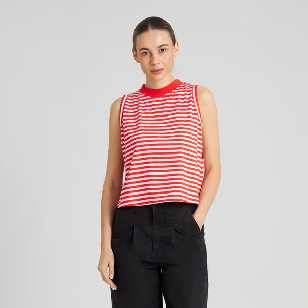 Namsos Stripes Top - Grenadine Red