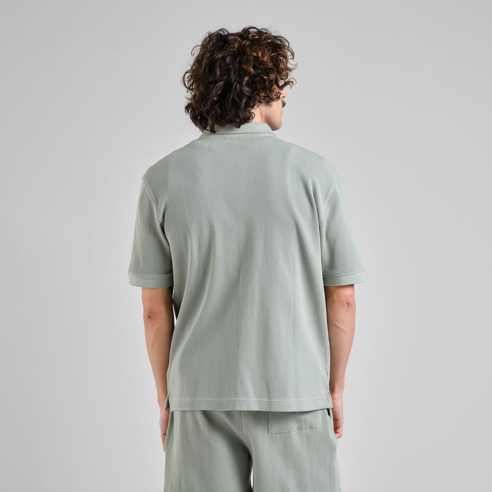 LAST ONES in L - Falkvik Waffle Shirt - Iceberg Green