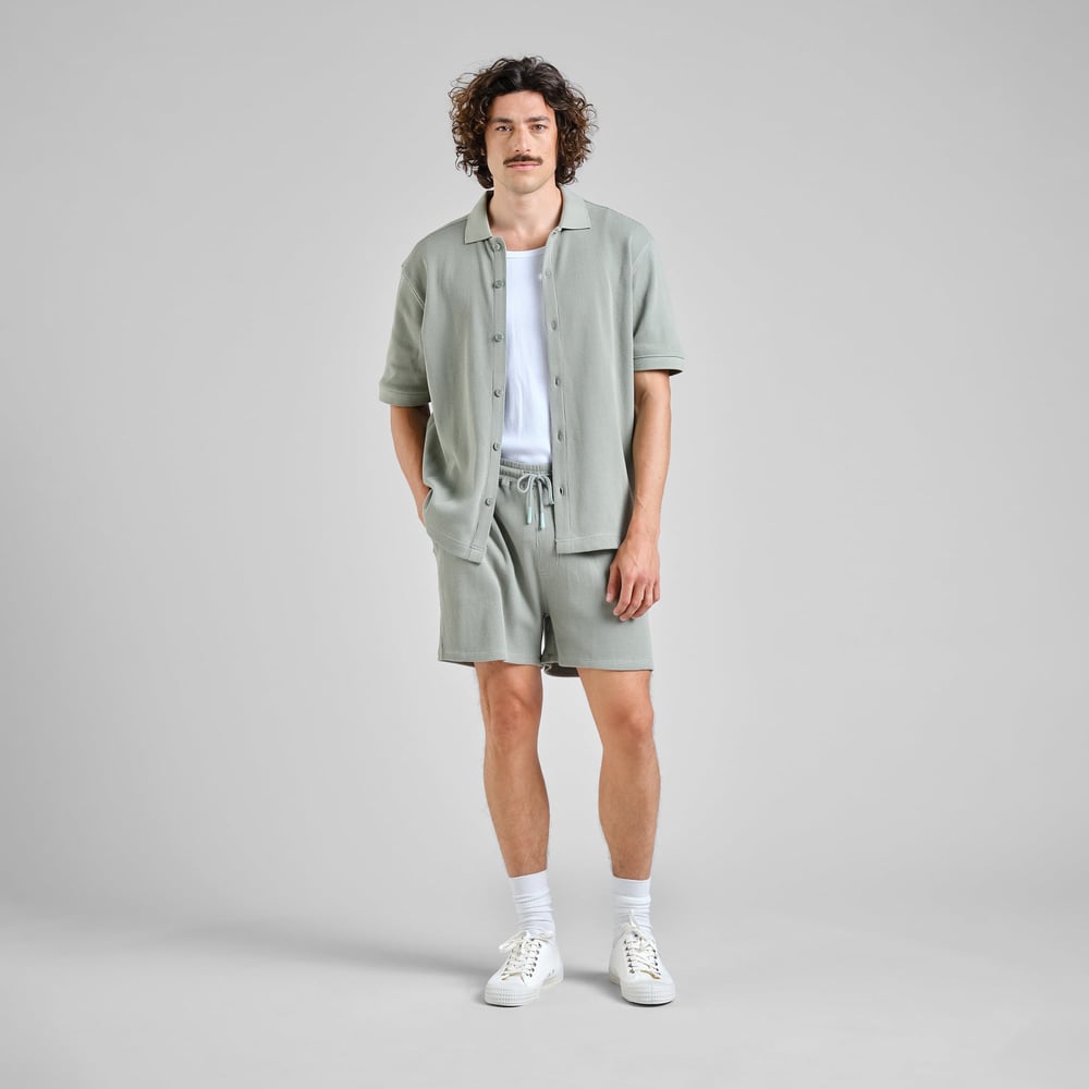 LAST ONES in L - Falkvik Waffle Shirt - Iceberg Green