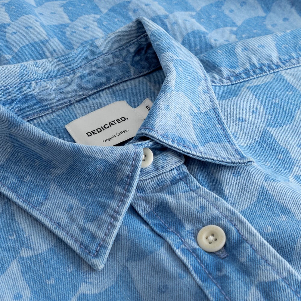 LAST ONES in S - Stensvik Shirt Pepita Cats - Light Blue