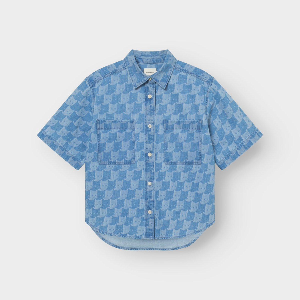 LAST ONES in S - Stensvik Shirt Pepita Cats - Light Blue