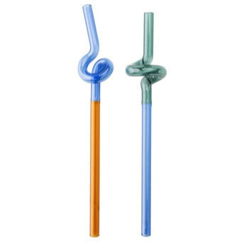 Rainbow Straws Set of 2 - Orange/Blue
