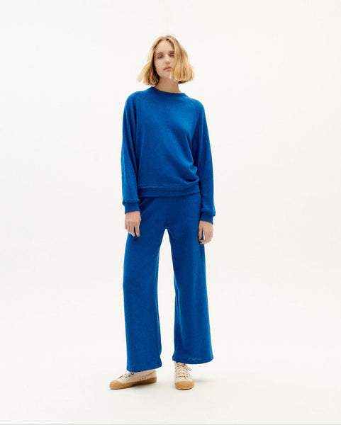 LAST ONE in S - Thinking Mu TRASH Fontana Sweater - Klein Blue