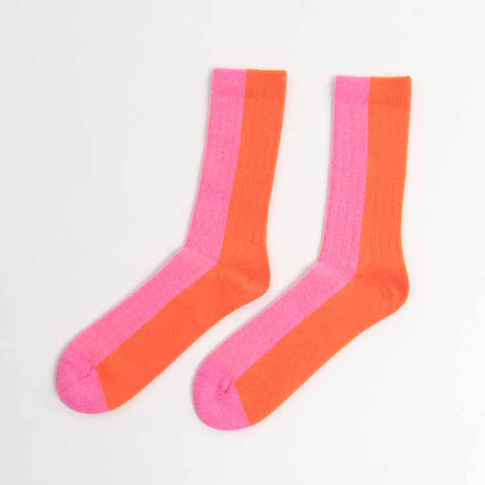 Bicolor Wool Socks - Pink