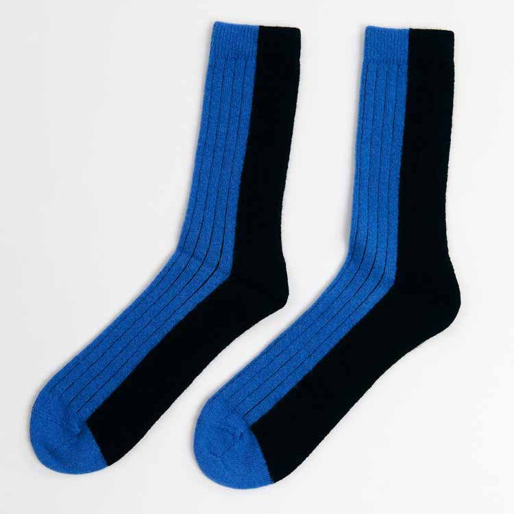 Bicolor Wool Socks - Blue