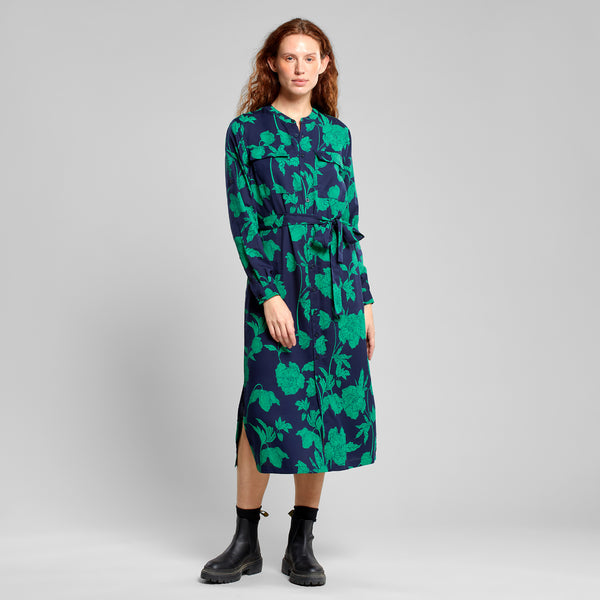 LAST ONE in M - Dedicated Falsterbo Dress Duotone - Floral Green