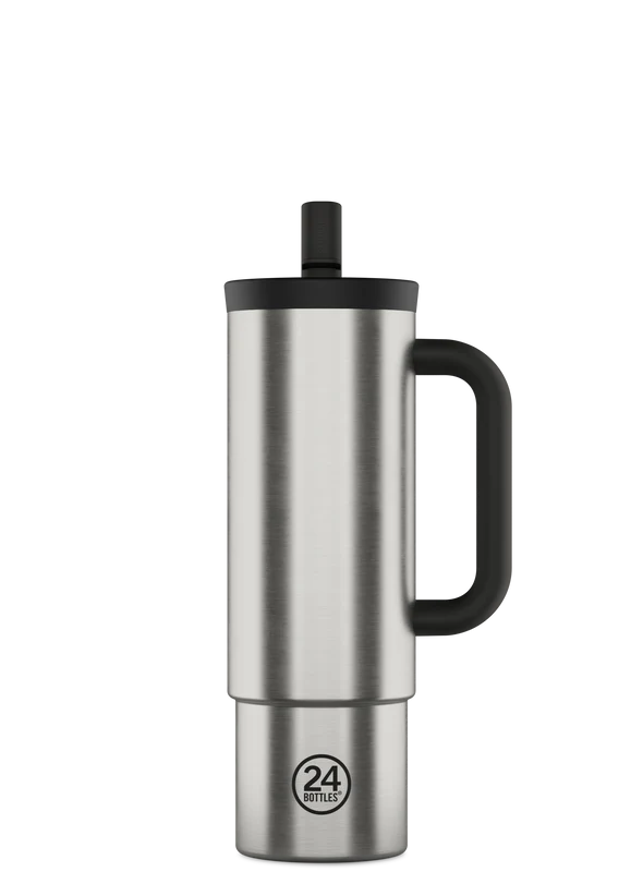 Straw Bottle - Brushed Steel