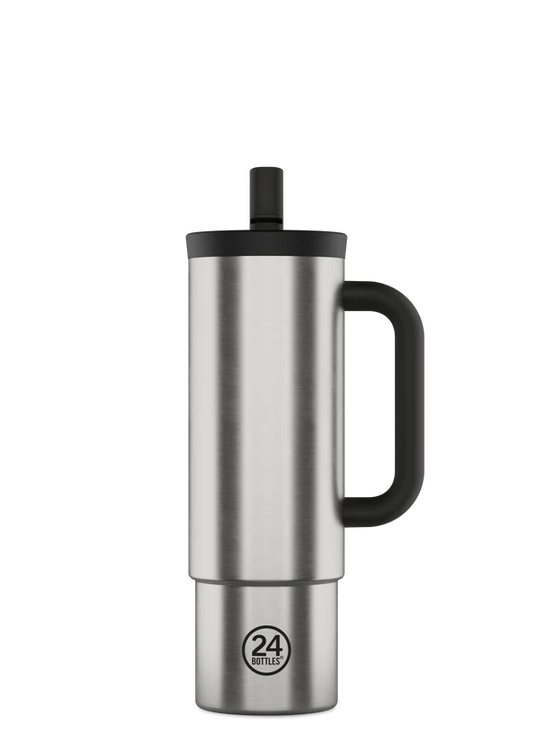 Straw Bottle - Brushed Steel